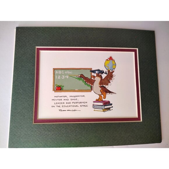 Vintage Robert Marble Motivator Art Print, Educator Owl, School Teacher Teach - Picture 1 of 3